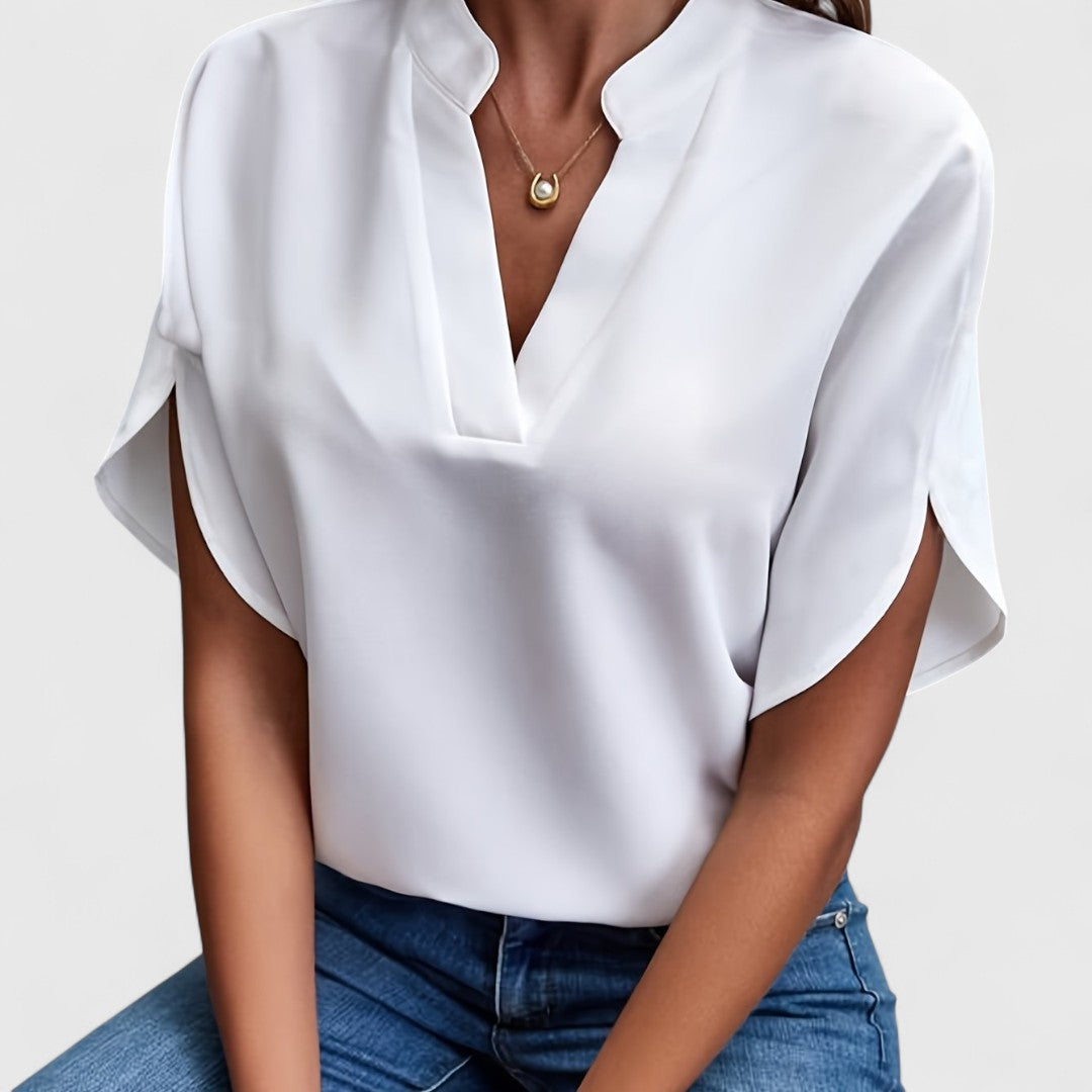 ELYRA™ | Long-Sleeve Satin Cotton Blouse