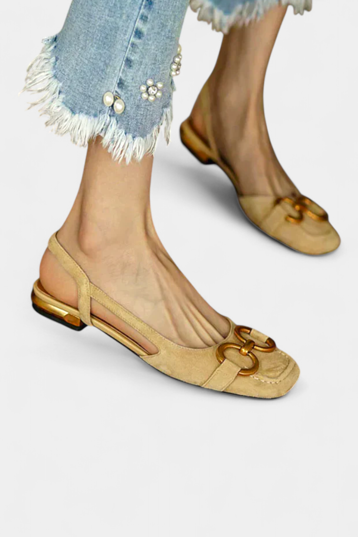 ELYRA™ | Mocasines Slingback à Bout Carré en cuir