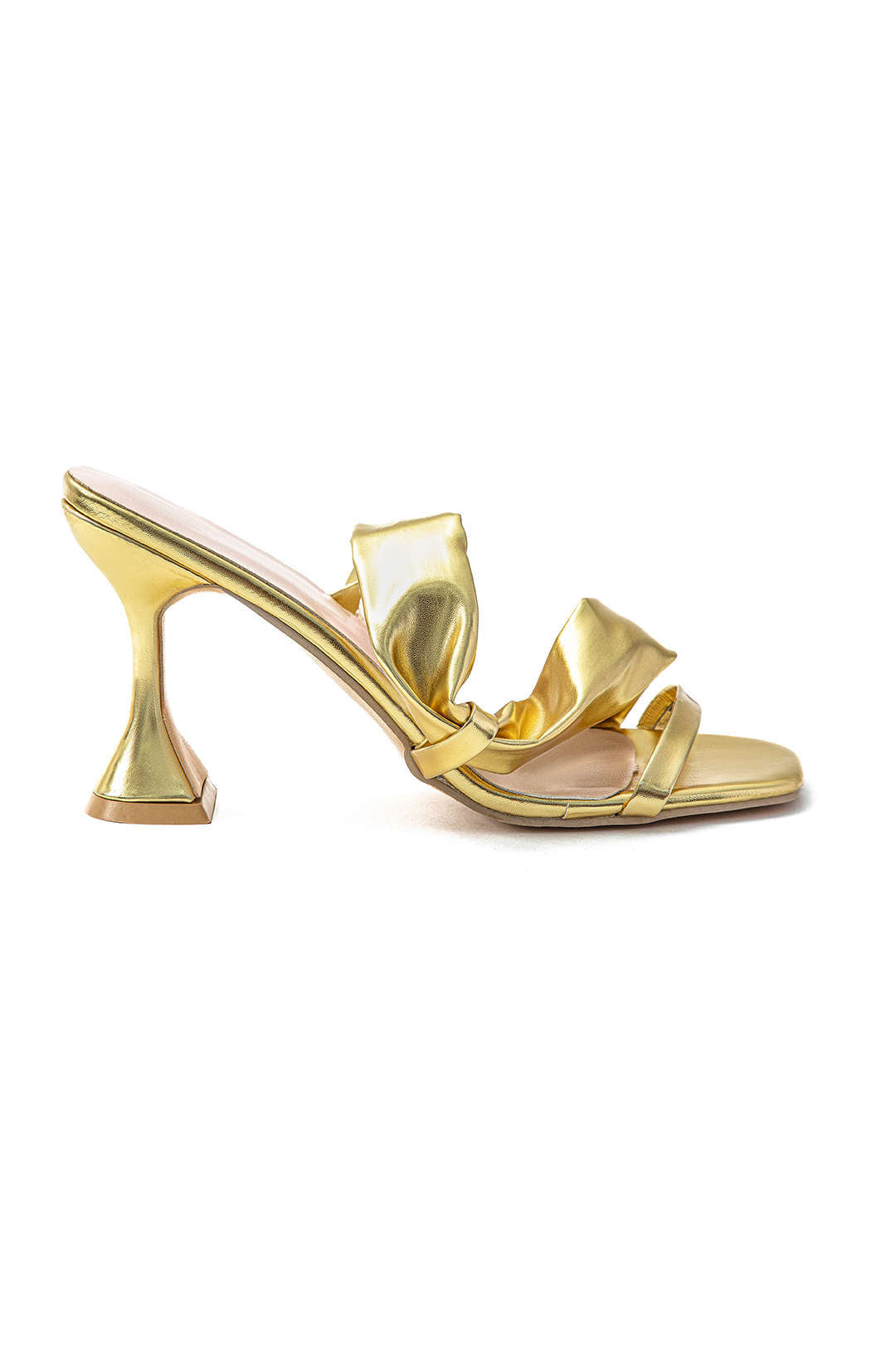 ELYRA™ | High Heeled Sandals, Square Toe, Crinkled Metallic Finish