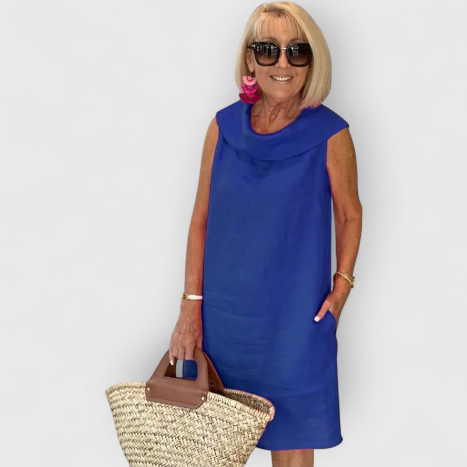 ELYRA™ | Sleeveless Linen Dress with Round Neck