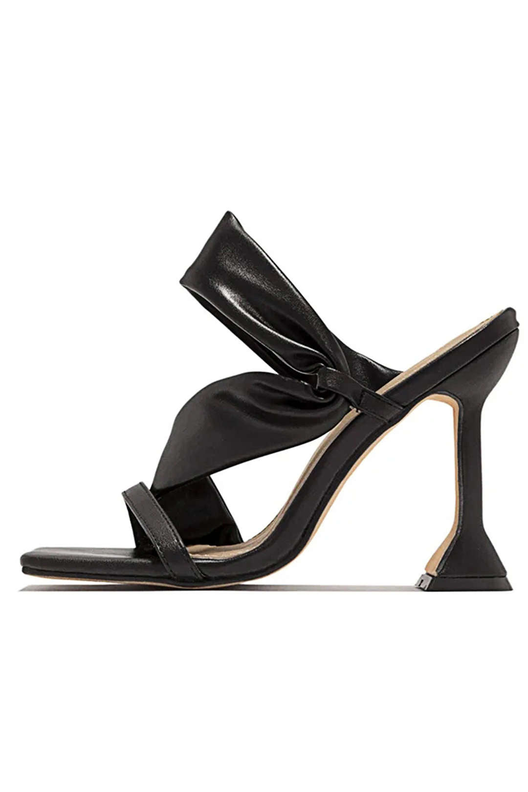 ELYRA™ | High Heeled Sandals, Square Toe, Crinkled Metallic Finish