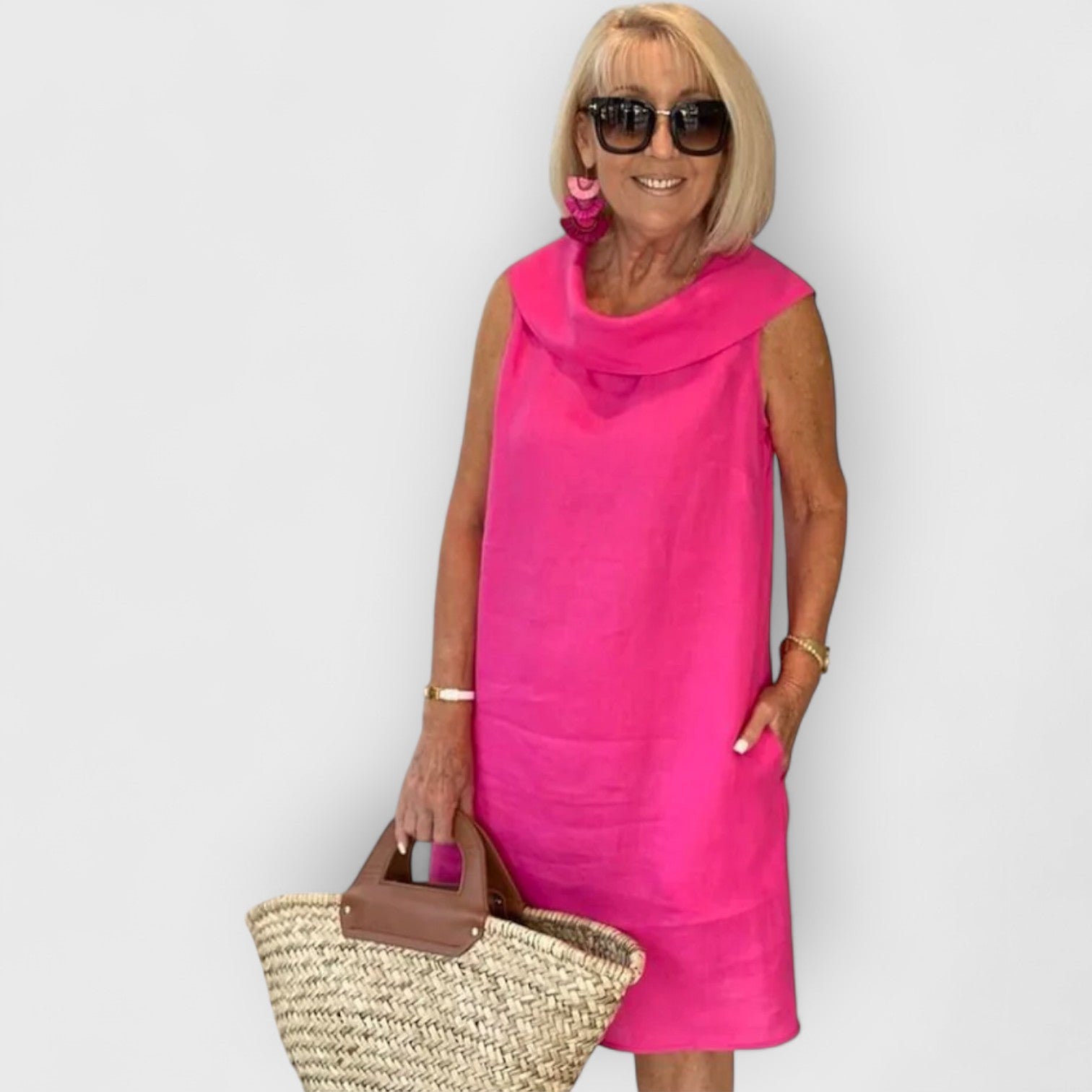 ELYRA™ | Sleeveless Linen Dress with Round Neck