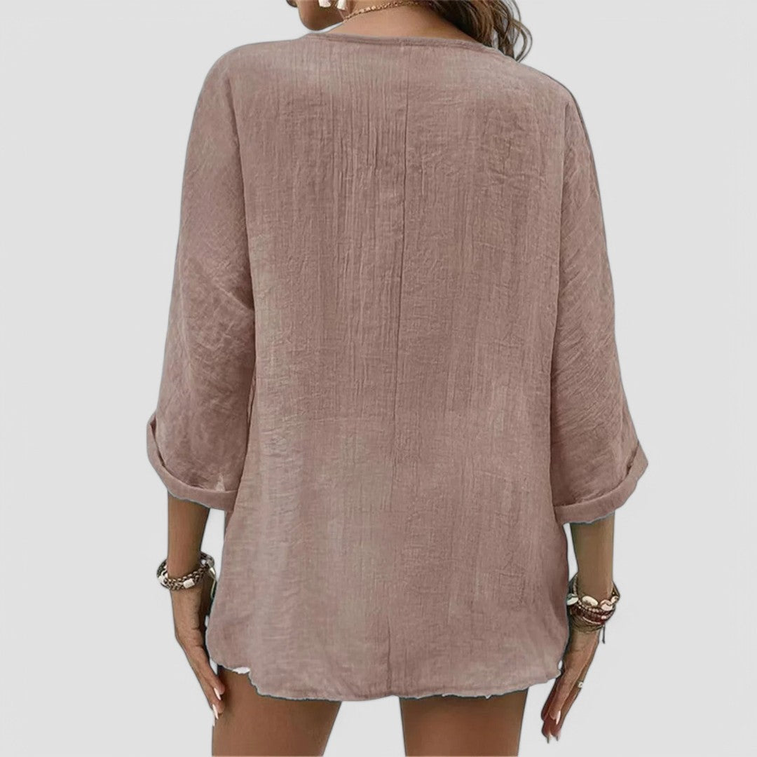 ELYRA™ | Handcrafted V-Neck Blouse