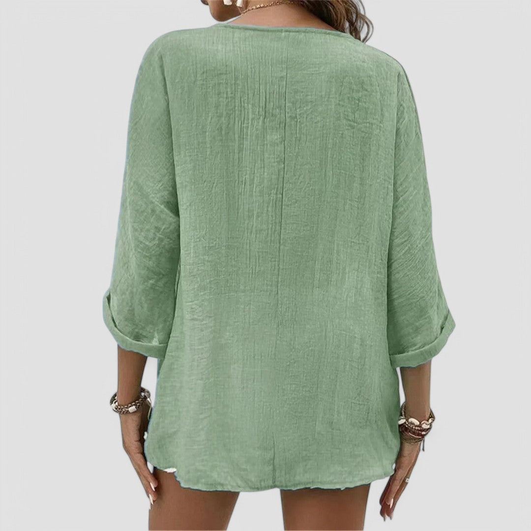 ELYRA™ | Handcrafted V-Neck Blouse