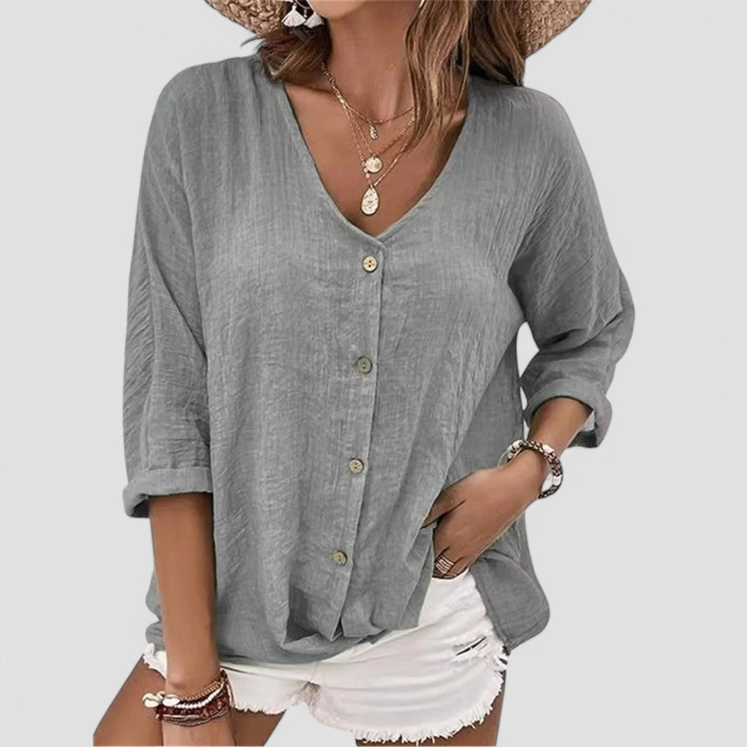 ELYRA™ | Handcrafted V-Neck Blouse