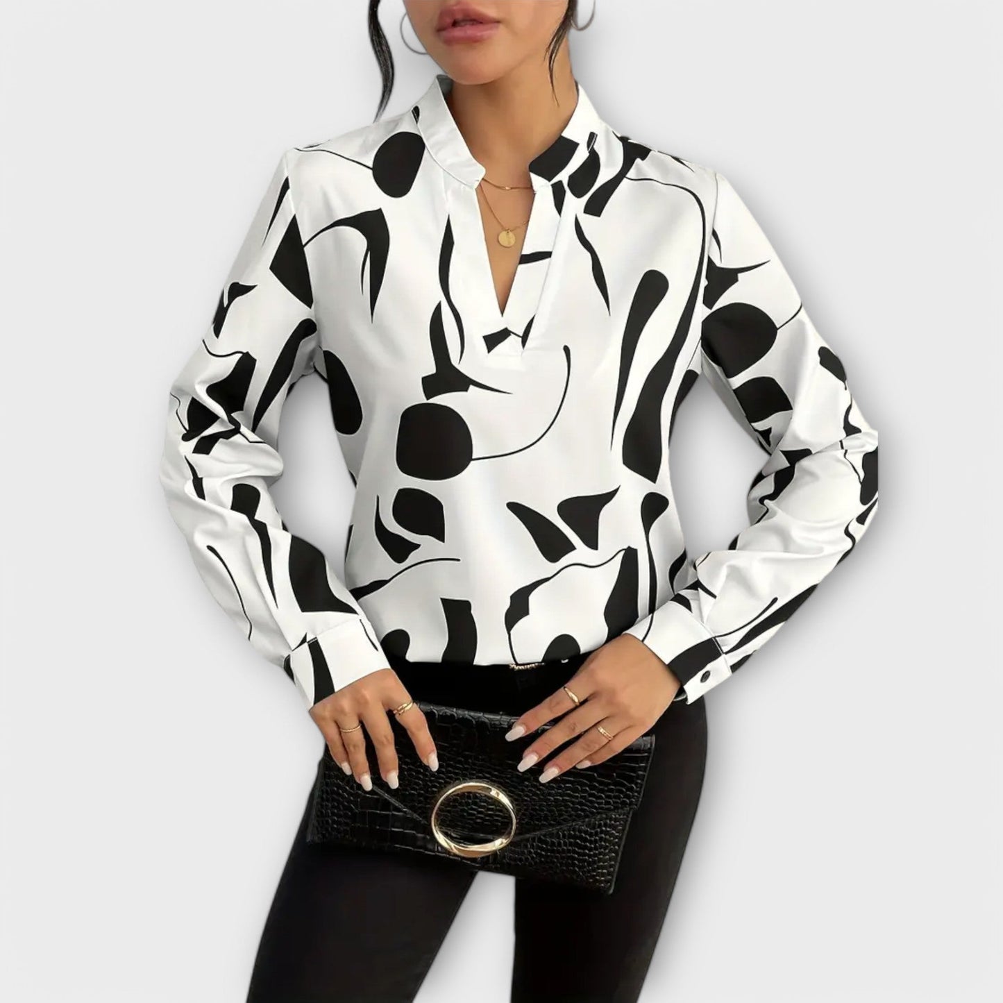 ELYRA™ | Geometric Pattern Blouse