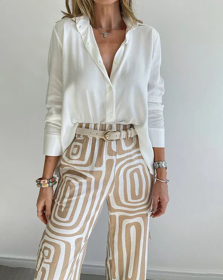 ELYRA™ | Ensemble Retro-Chic avec Pantalon Large
