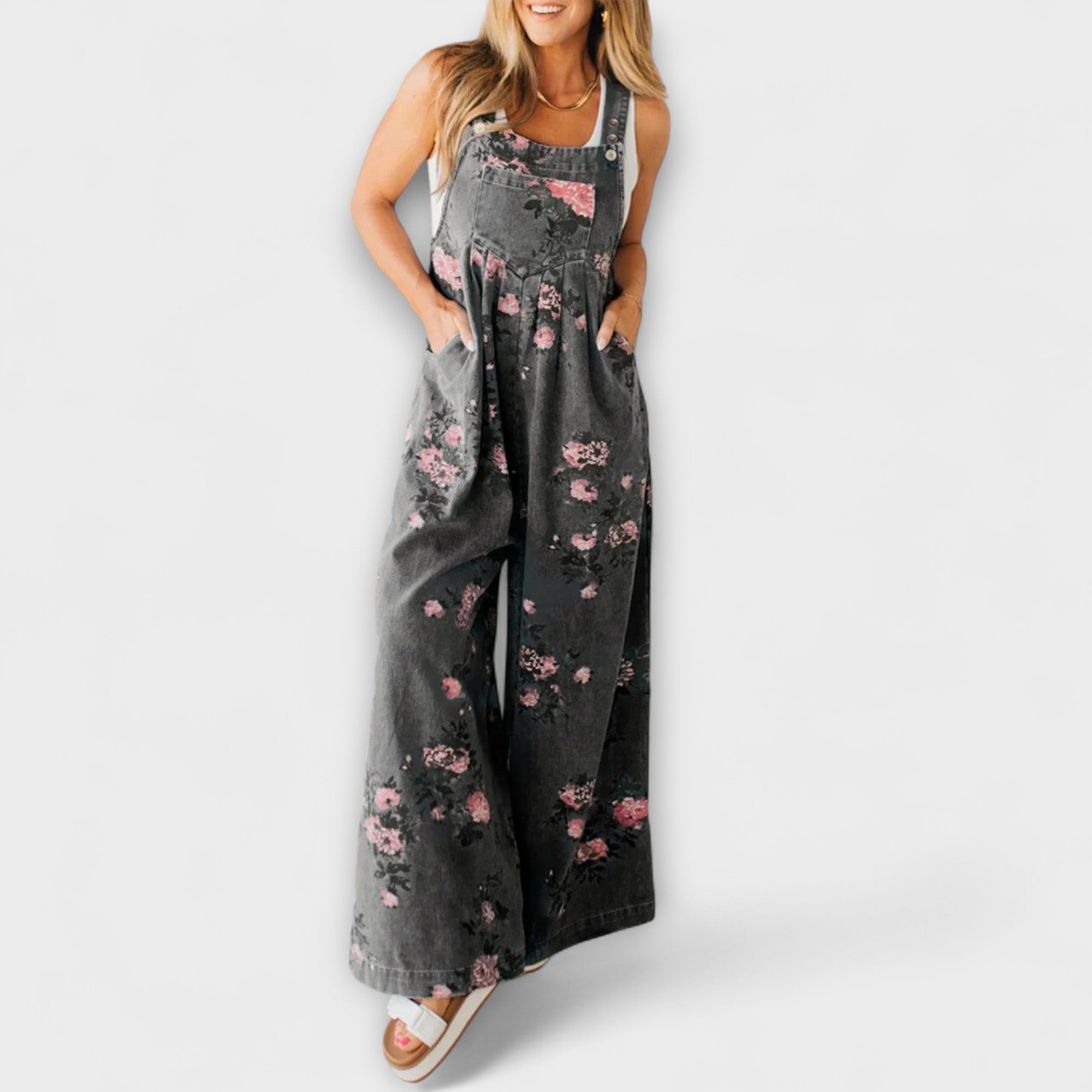 ELYRA™ | Floral Print Denim Dungarees