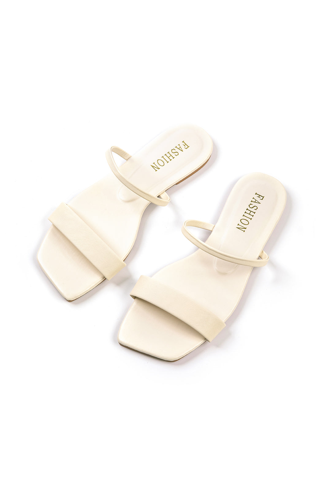 ELYRA™ | Flat Square-Toed Sandals in Faux Leather