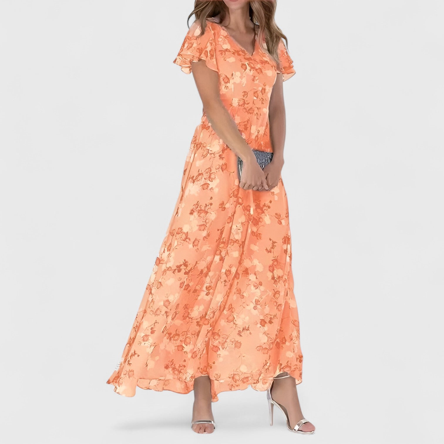 ELYRA™ | Elegant Floral Maxi Dress with Ruffled Sleeves