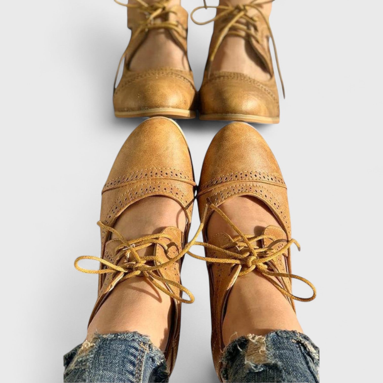 ELYRA™ | Chaussures vintage à talons, en cuir, avec détails en dentelle