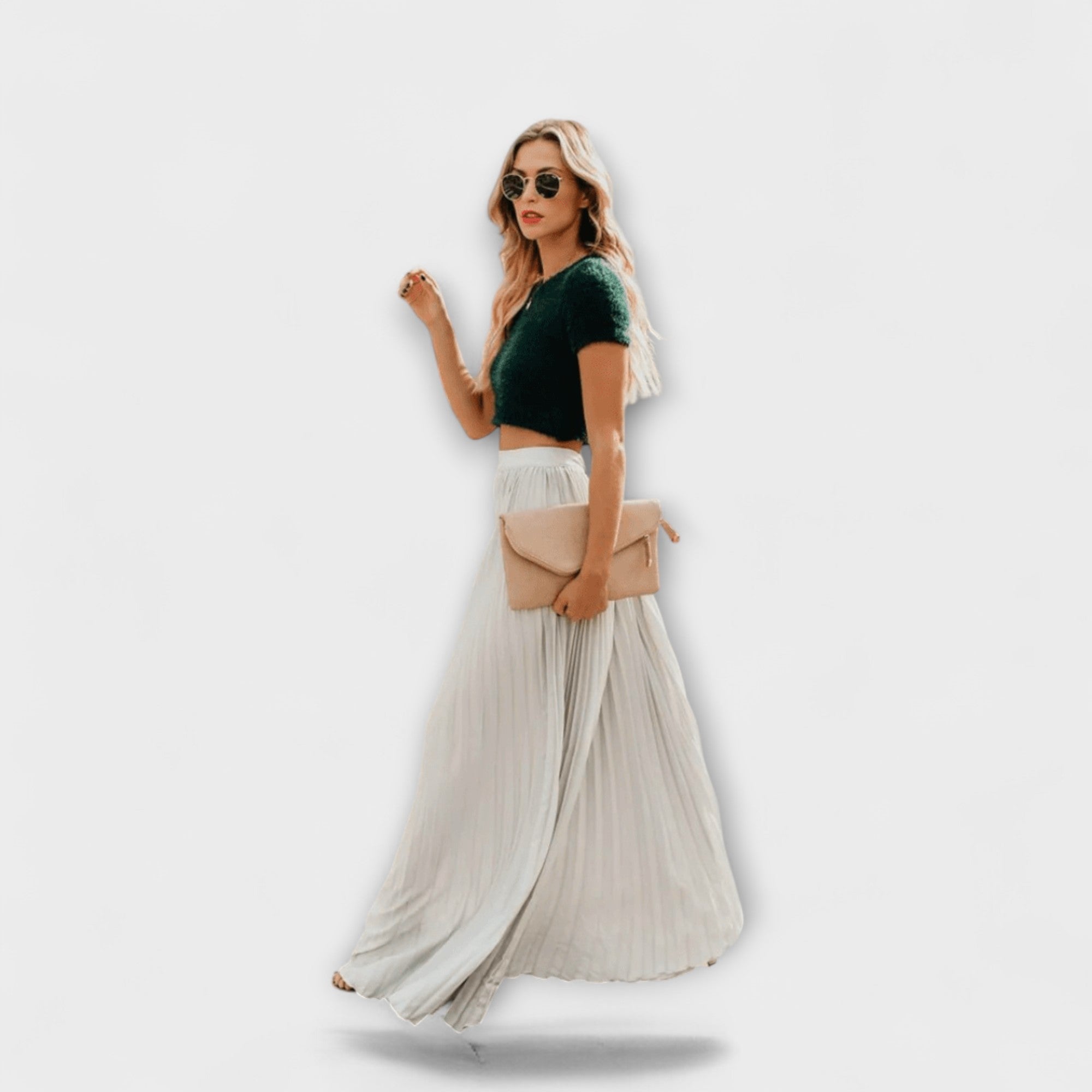 ELYRA™ | Jupe Maxi Plissée en tissu fluide
