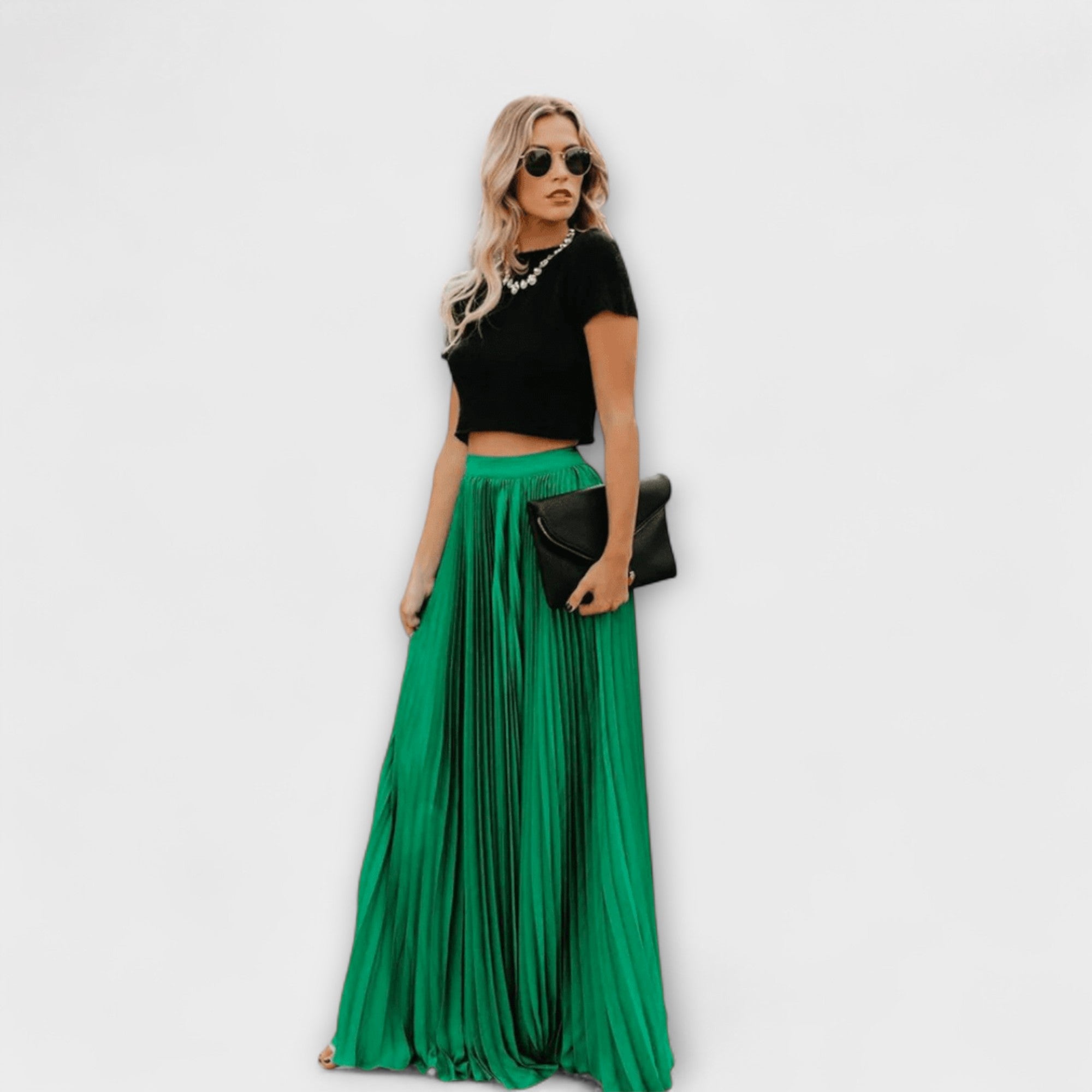ELYRA™ | Jupe Maxi Plissée en tissu fluide