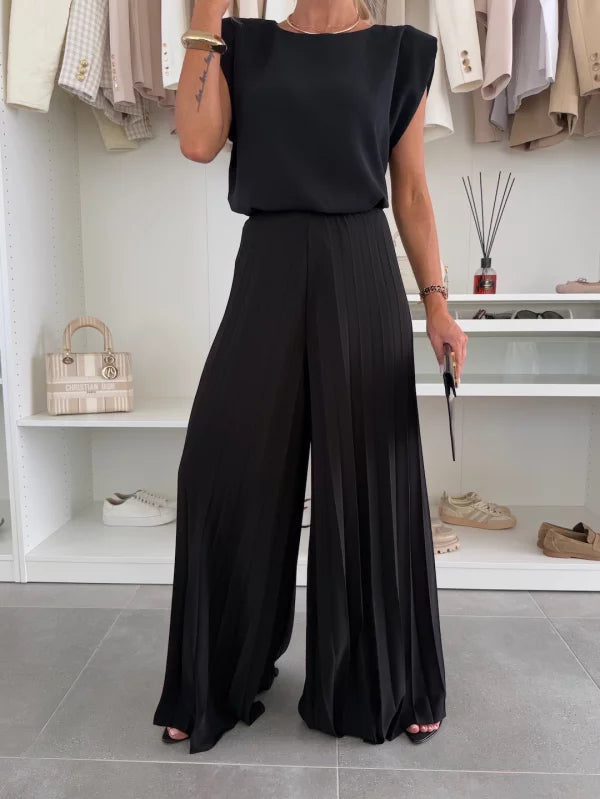 ELYRA™ | Ensemble élégant avec pantalon palazzo plissé