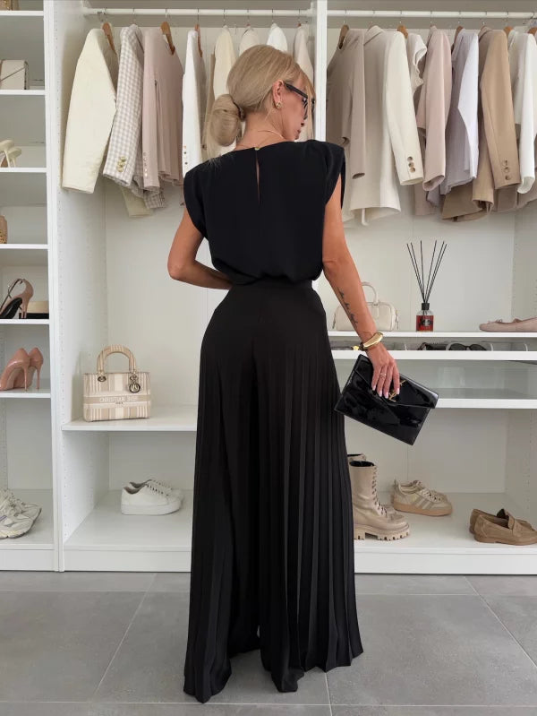 ELYRA™ | Ensemble élégant avec pantalon palazzo plissé