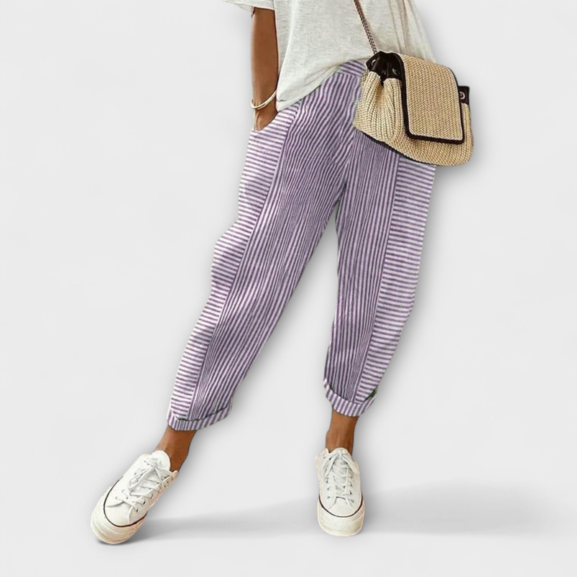ELYRA™ | Pantalon rayé en tissu doux