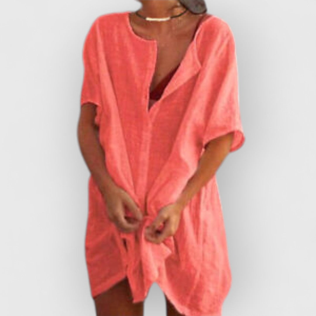 ELYRA™ | Robe courte en coton à manches courtes