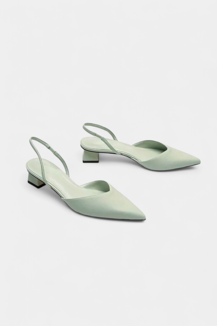 ELYRA™ | Black Leather Slingback Pointed Heels