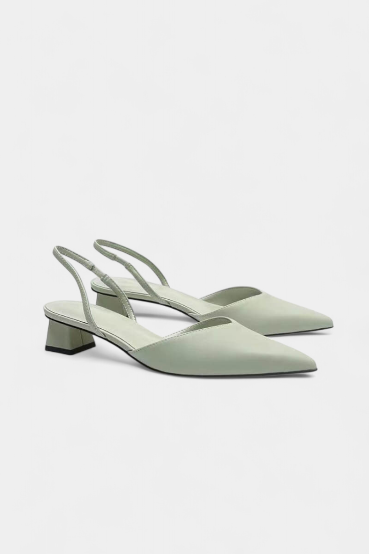 ELYRA™ | Black Leather Slingback Pointed Heels