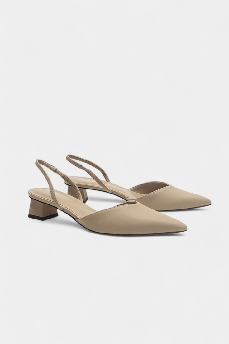 ELYRA™ | Black Leather Slingback Pointed Heels