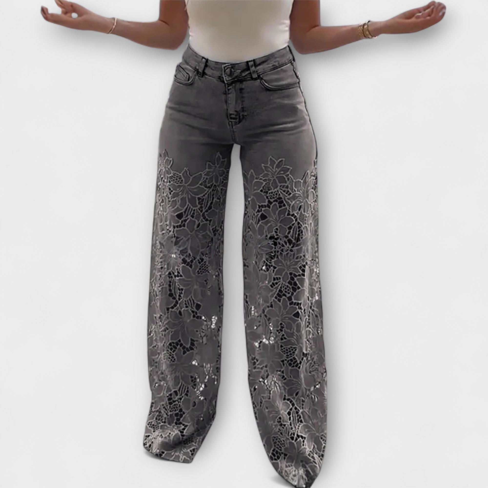 ELYRA™ | Jeans en patchwork avec dentelle