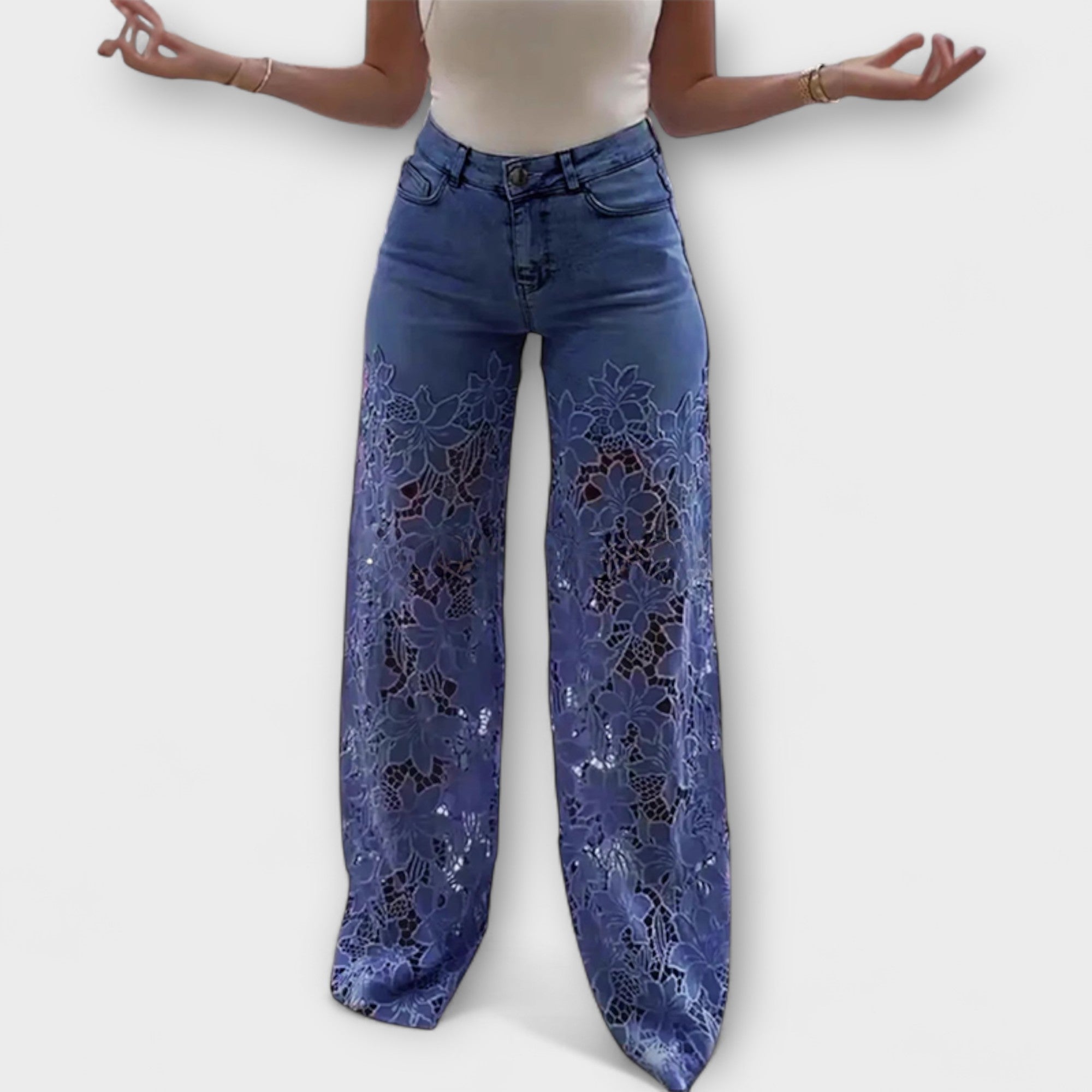 ELYRA™ | Patchwork Jeans with Lace