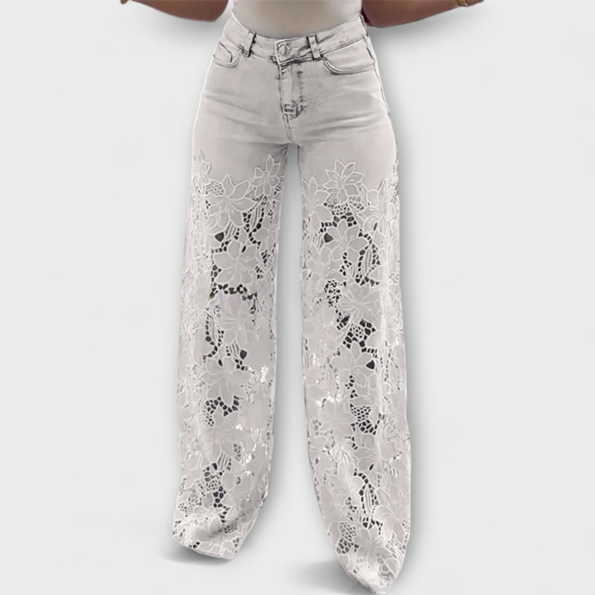 ELYRA™ | Jeans en patchwork avec dentelle