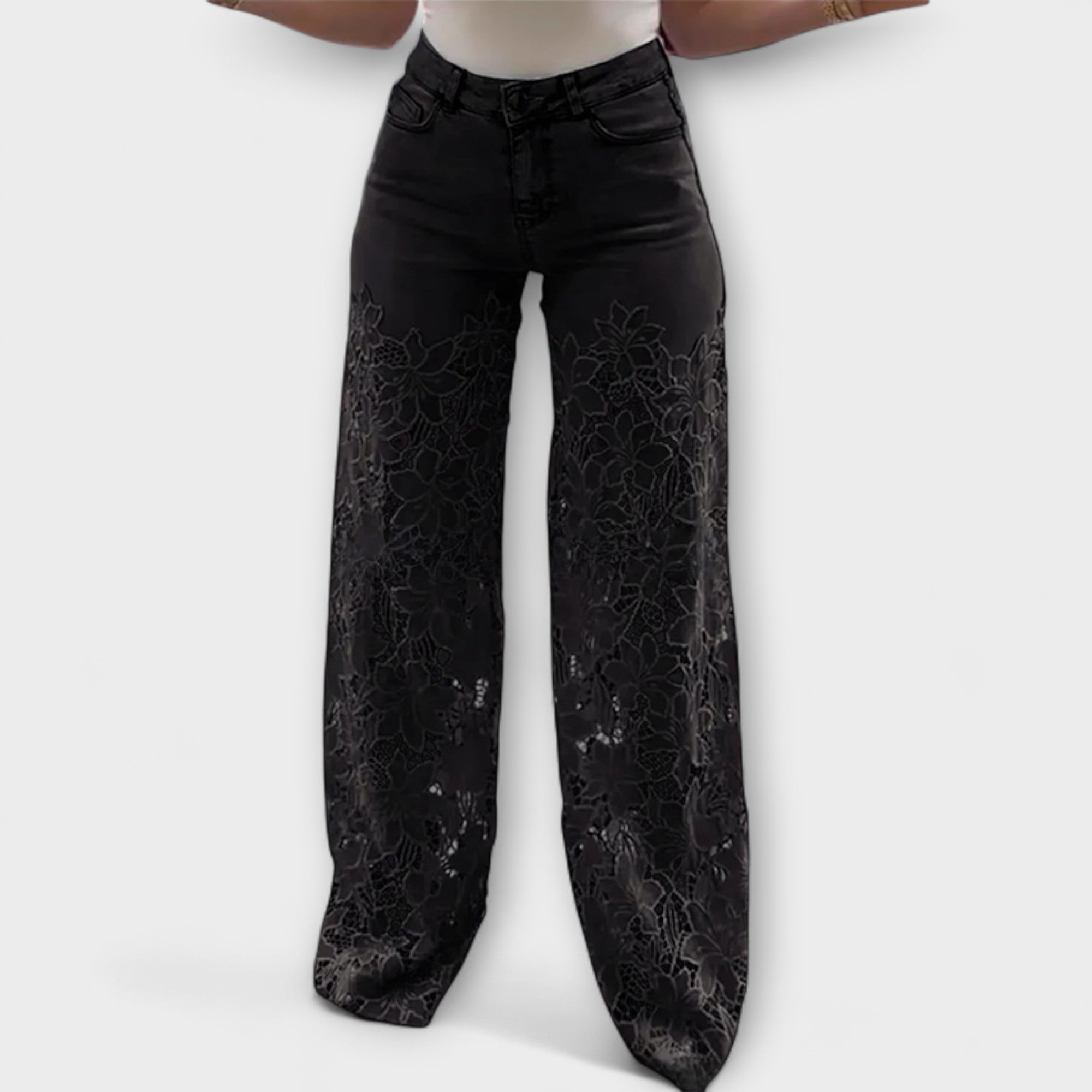 ELYRA™ | Jeans en patchwork avec dentelle
