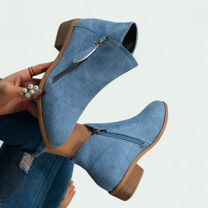 ELYRA™ | Suede Ankle Boots with Zipper