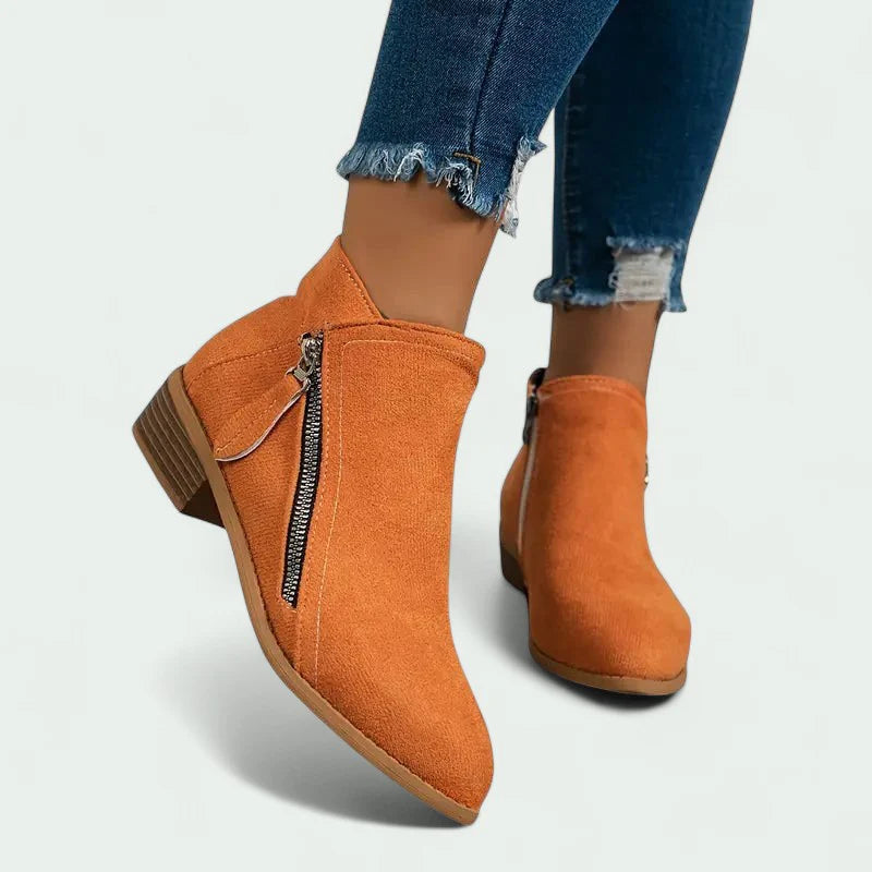 ELYRA™ | Suede Ankle Boots with Zipper