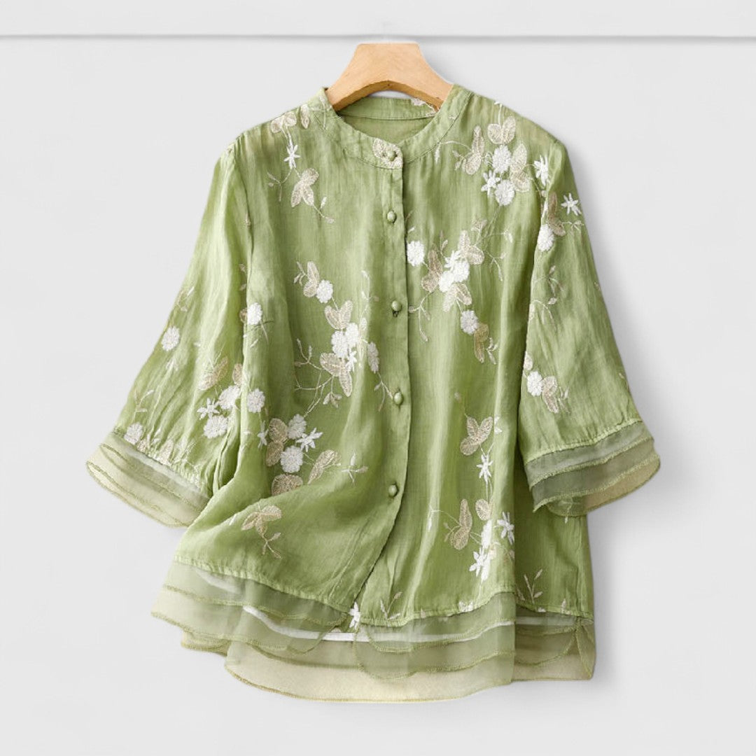 ELYRA™ | Blouse à fleurs en matériaux premium