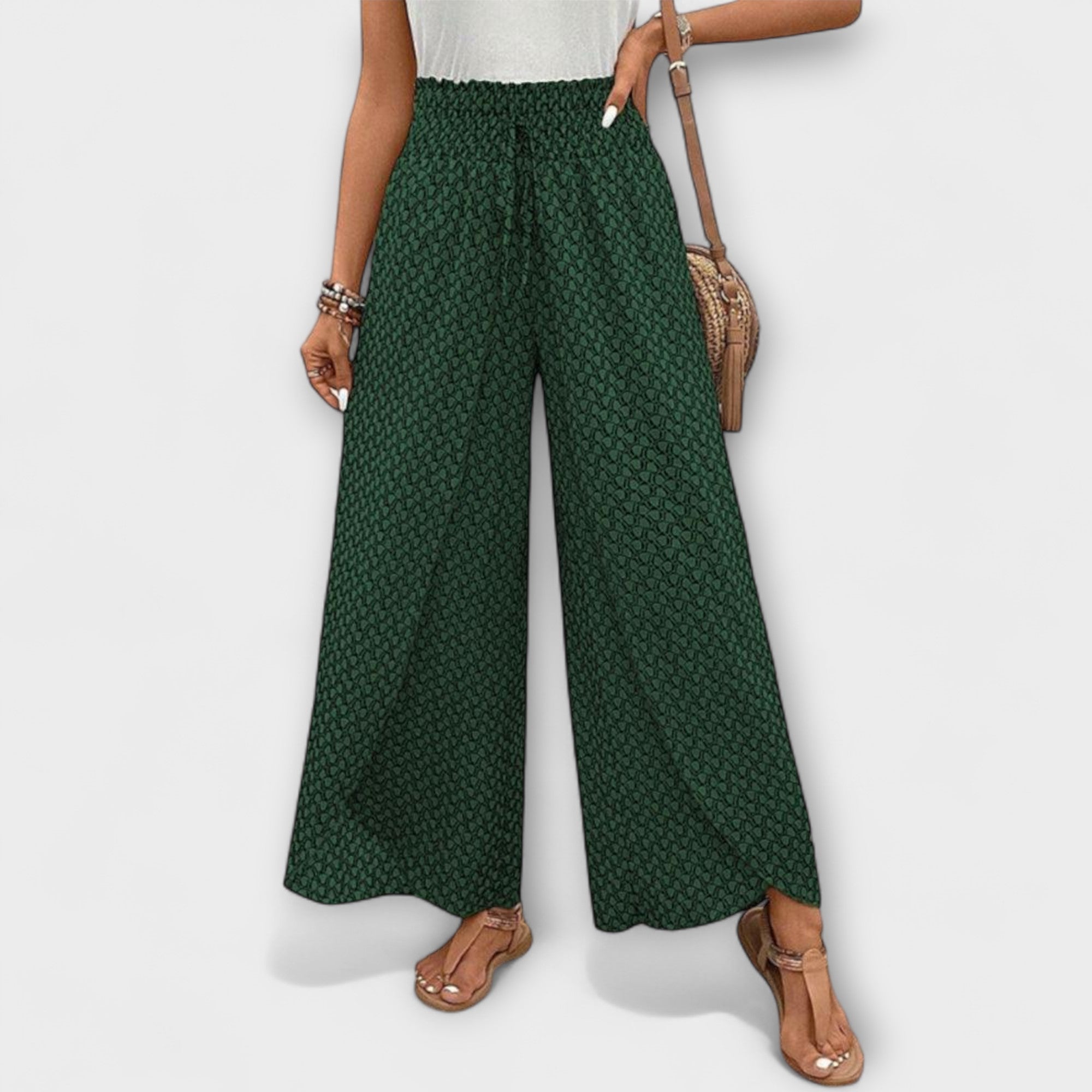 ELYRA™ | Black Linen Palazzo Trousers