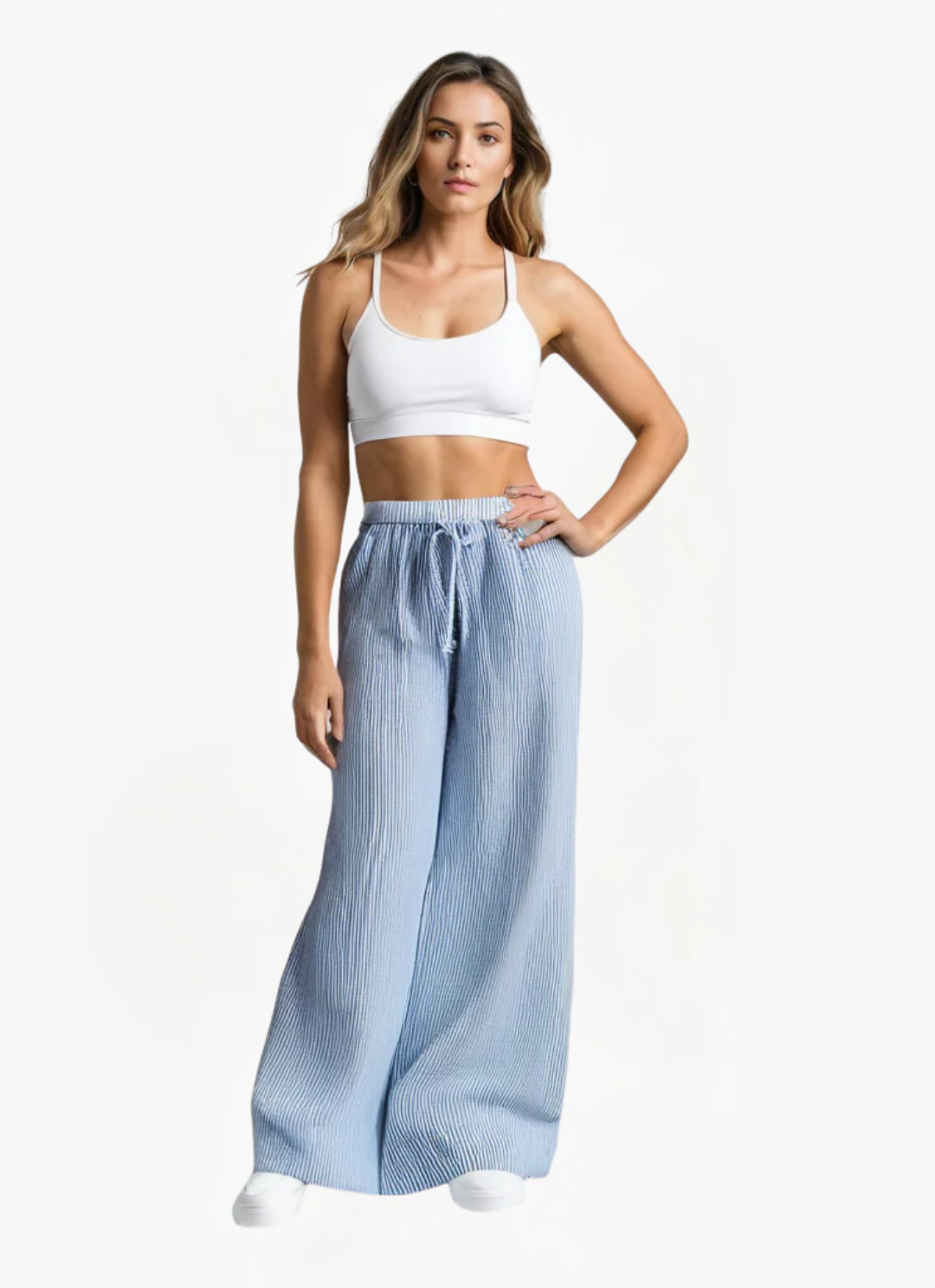 ELYRA™ | Pantalon Large Rayé