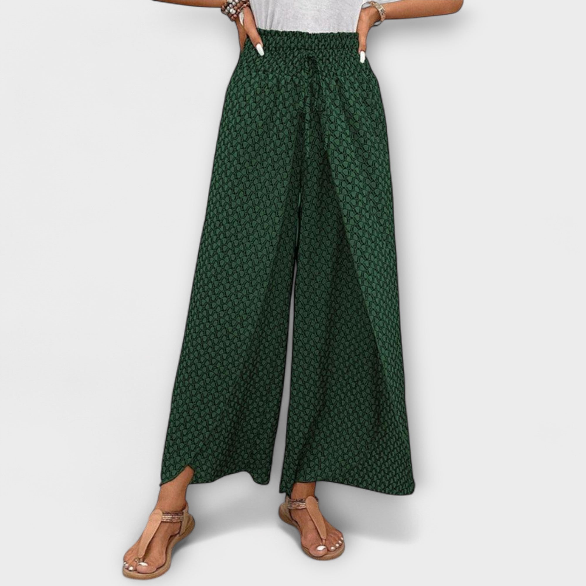 ELYRA™ | Black Linen Palazzo Trousers