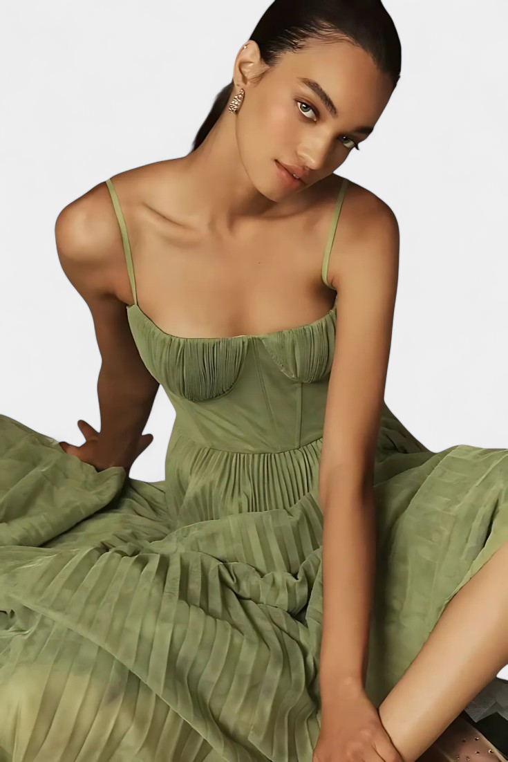 ELYRA™ | Pleated tulle midi dress