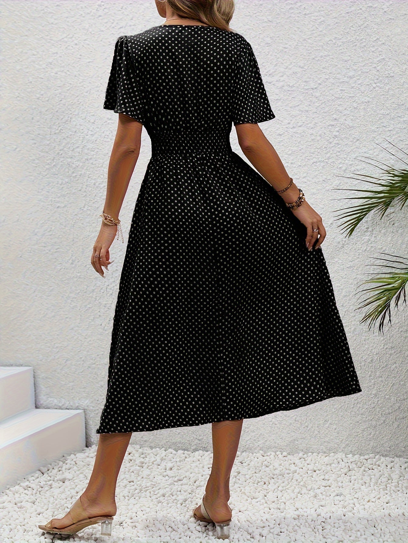 ELYRA™ | Chic Midi Dress with Pink Dots