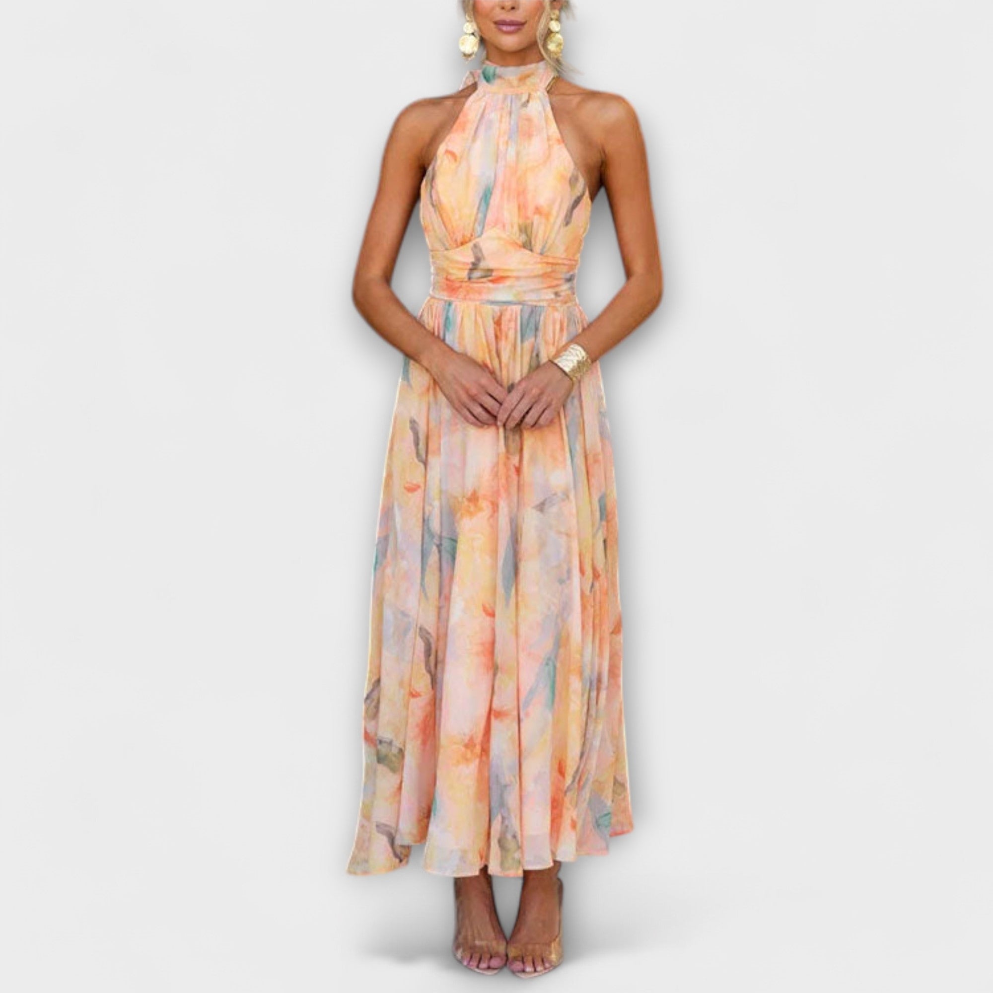 ELYRA™ | Backless Watercolour Print Dress