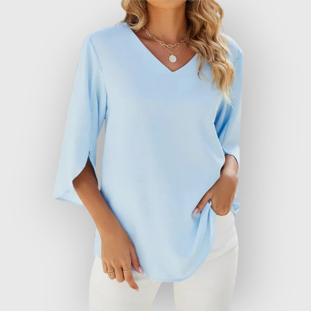 ELYRA™ | V-Neck Blouse with Short Sleeves