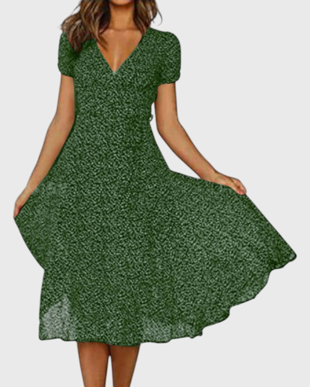 ELYRA™ | Flared Midi Dress with V-Neck