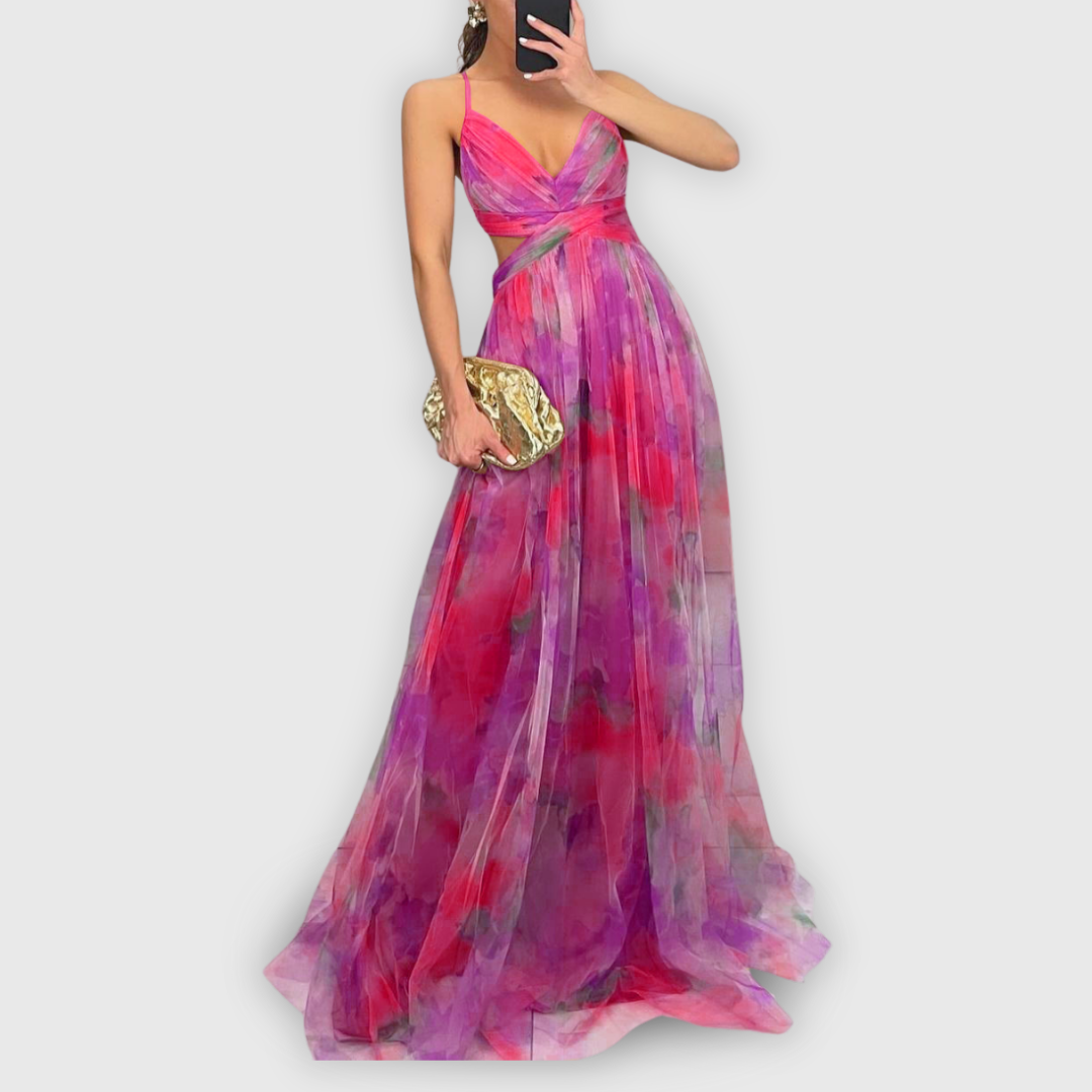 ELYRA™ | Long floral dress with a fluid cut