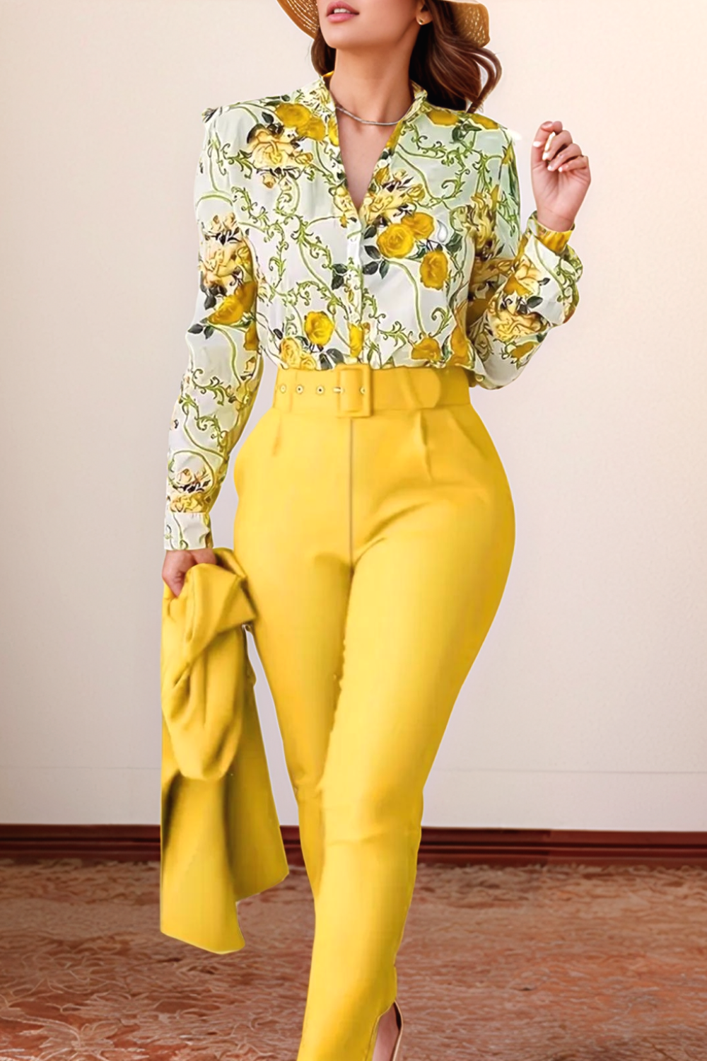 ELYRA™ | Printed Blouse & High-Waisted Trousers