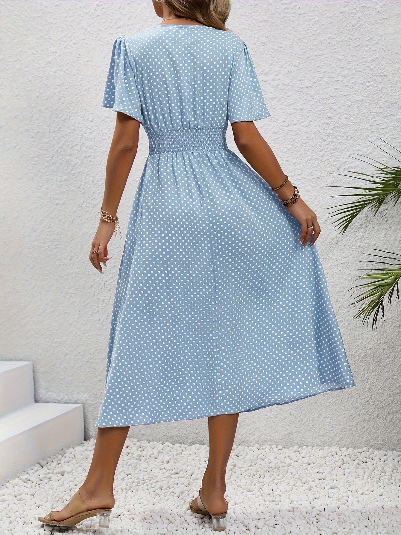 ELYRA™ | Chic Midi Dress with Pink Dots