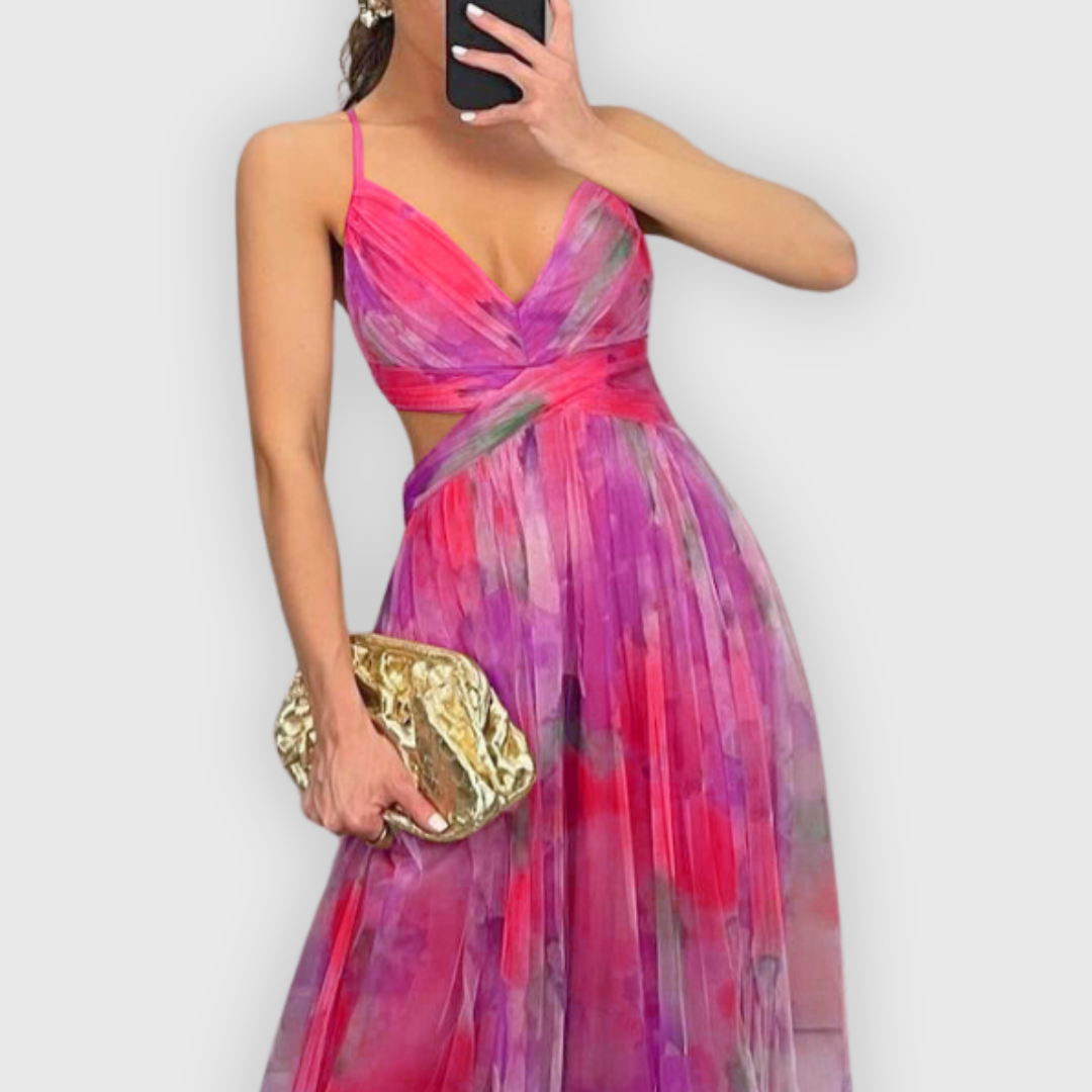 ELYRA™ | Long floral dress with a fluid cut