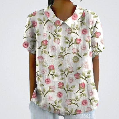 ELYRA™ | Floral Linen Blouse