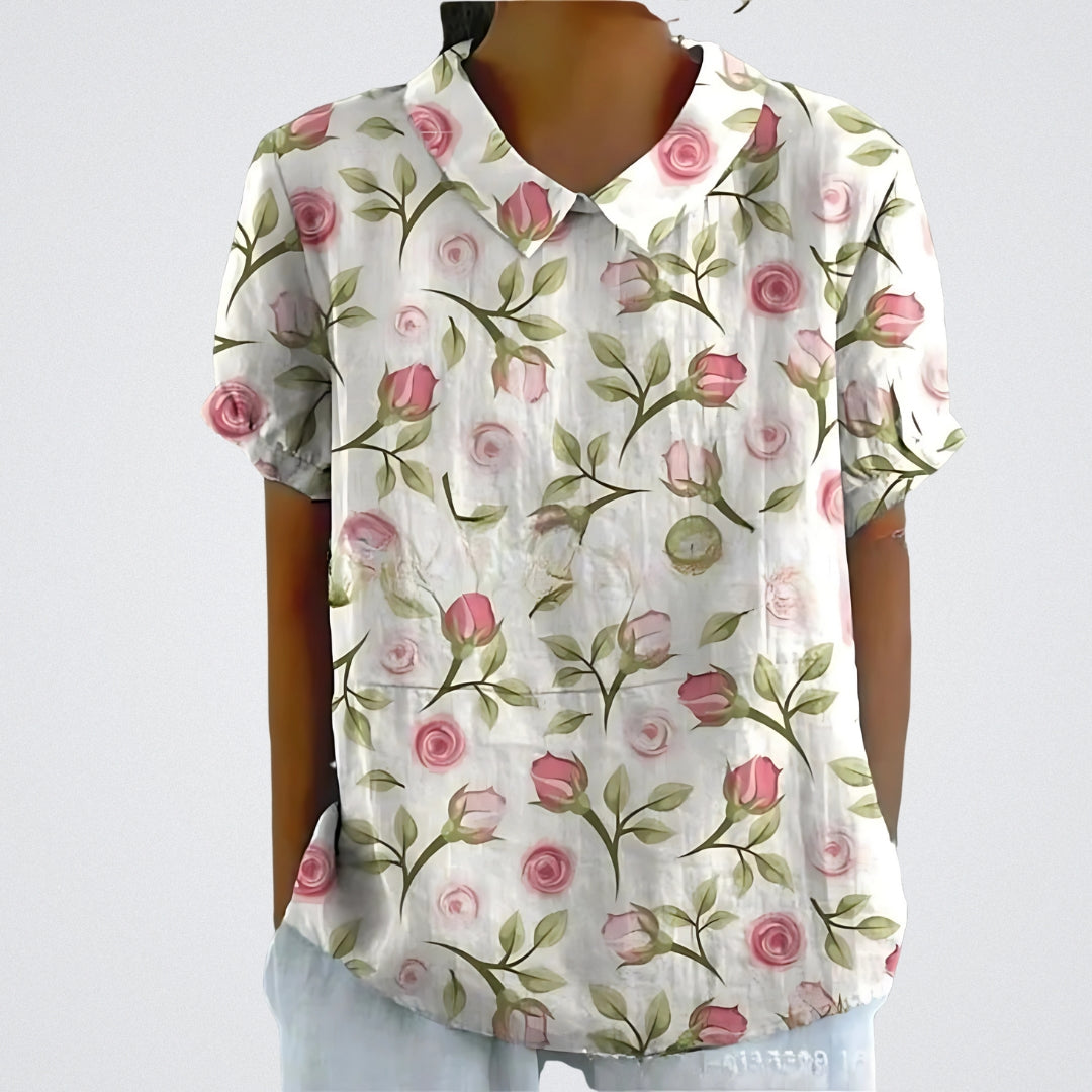 ELYRA™ | Blouse en lin à fleurs