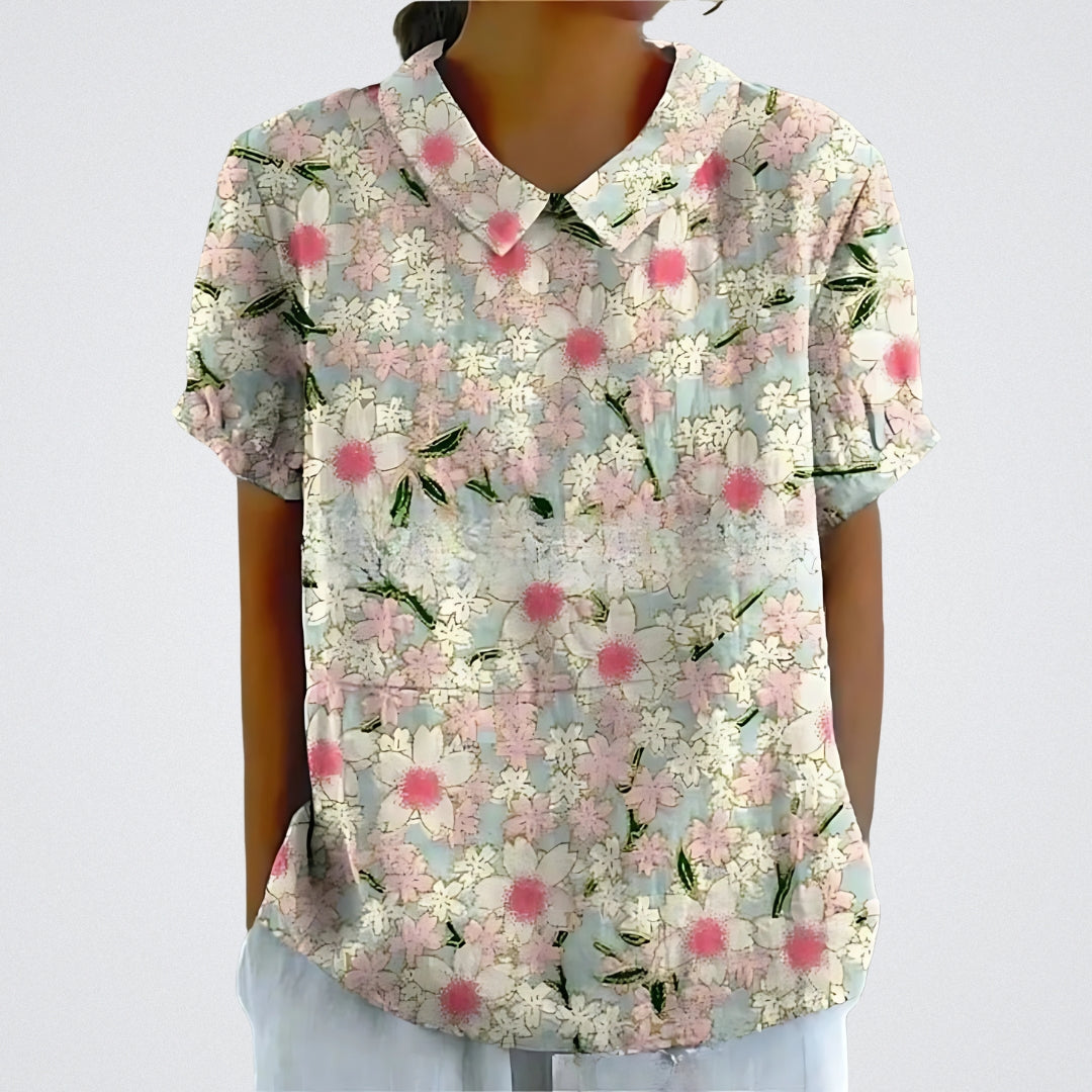 ELYRA™ | Blouse en lin à fleurs