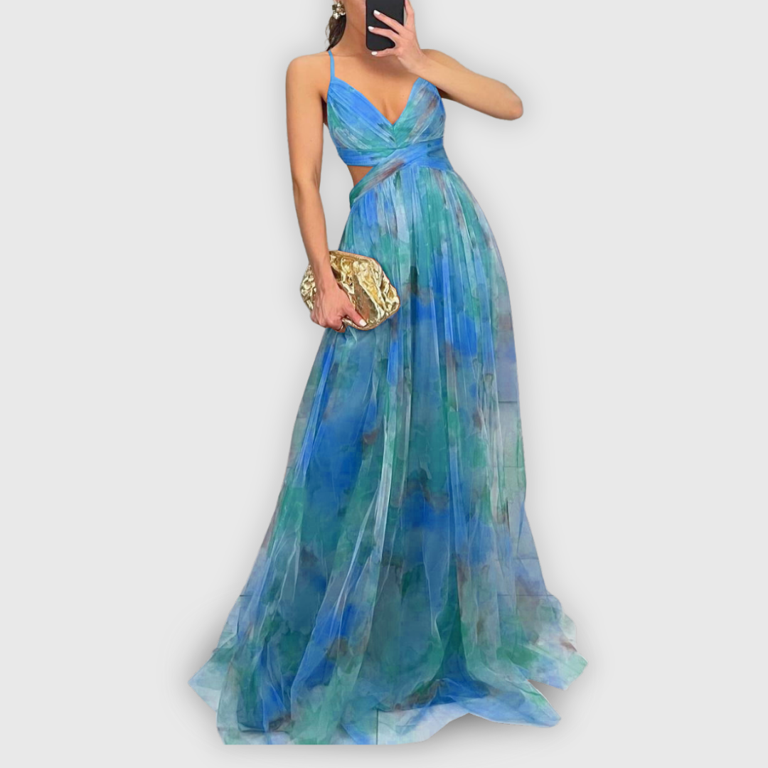 ELYRA™ | Long floral dress with a fluid cut