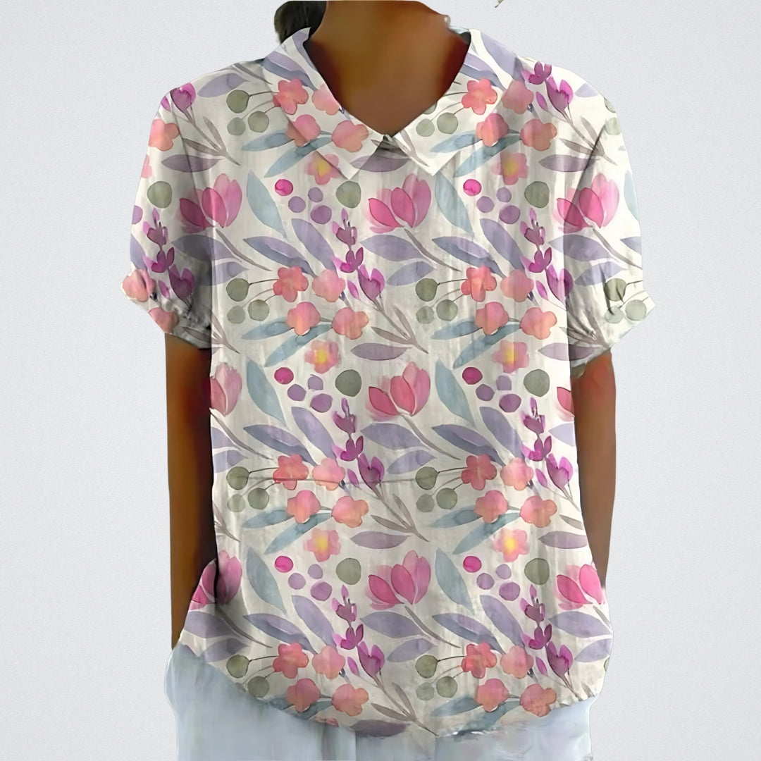 ELYRA™ | Blouse en lin à fleurs