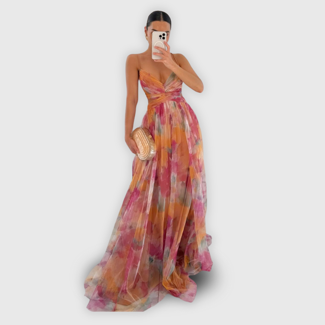 ELYRA™ | Long floral dress with a fluid cut