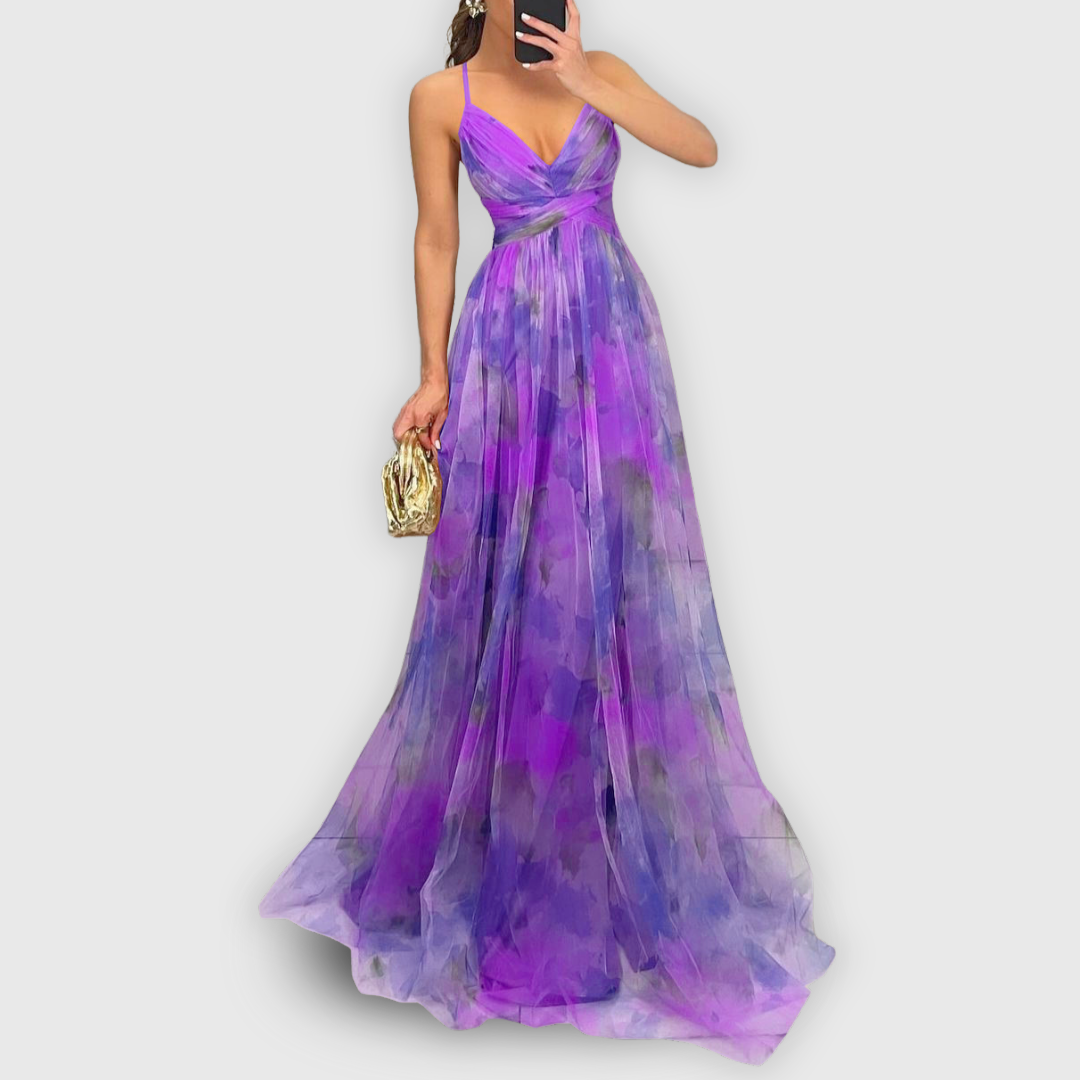 ELYRA™ | Long floral dress with a fluid cut